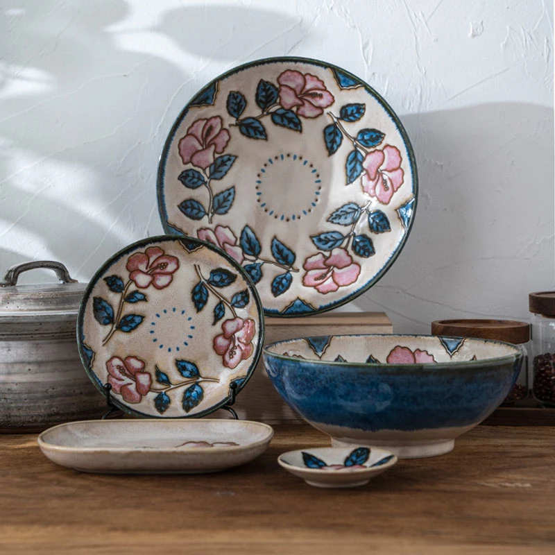 【单个】美浓烧日本进口家用陶瓷餐具高颜值碗盘碟吃饭碗果盘碗盆