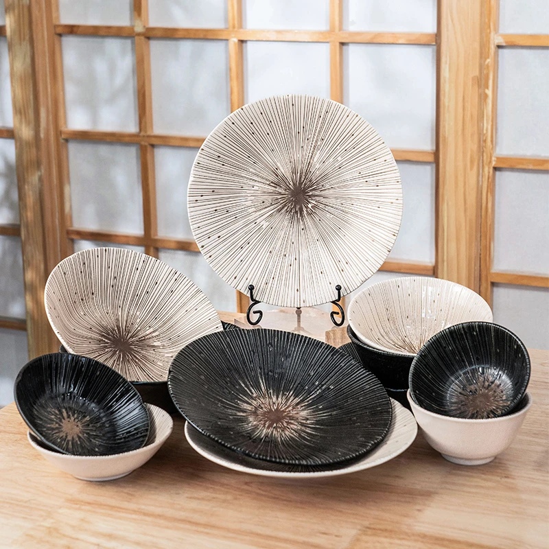 【单个】美浓烧日本进口陶瓷碗盘日式釉下彩千段十草高颜值好看摆盘