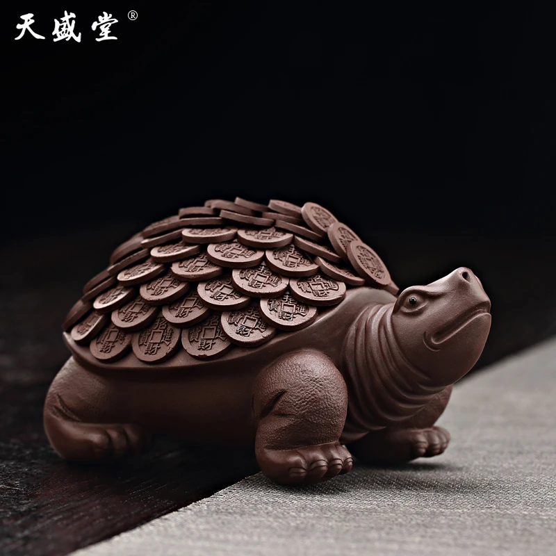 紫砂茶宠金钱龟可养纳财高档精品茶道茶台茶盘茶桌茶具摆件大茶玩