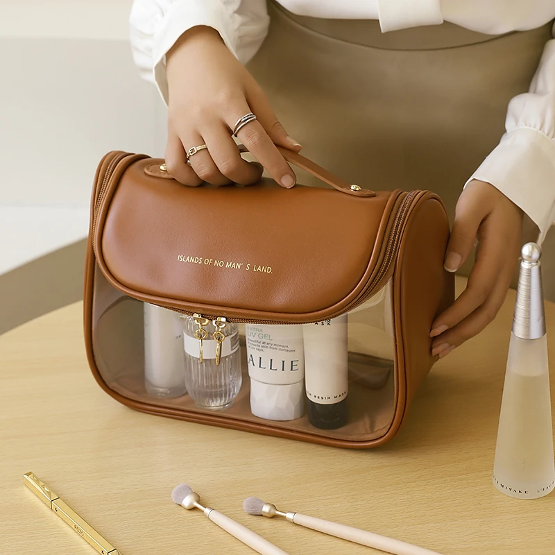 2023新款手提高级感透明防水化妆包旅行风便携洗漱包大容量网红