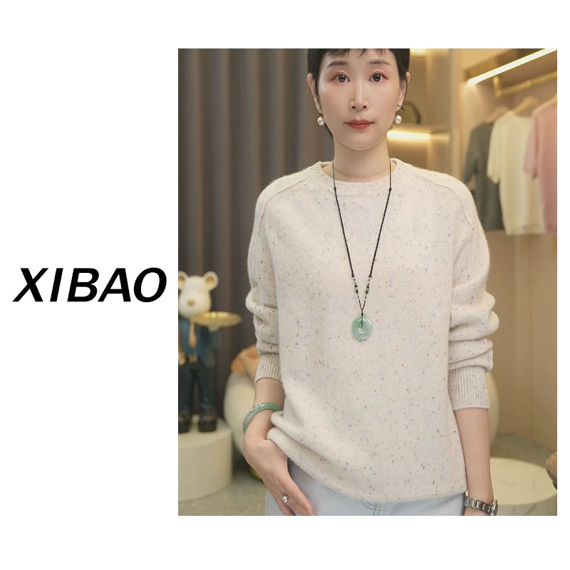 【特种点子纱】纯山羊绒圆领加厚羊绒衫