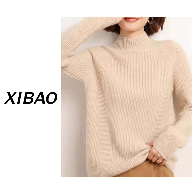 华姐【三股加厚】纯山羊绒加厚重工元宝针半高宽松XP23090