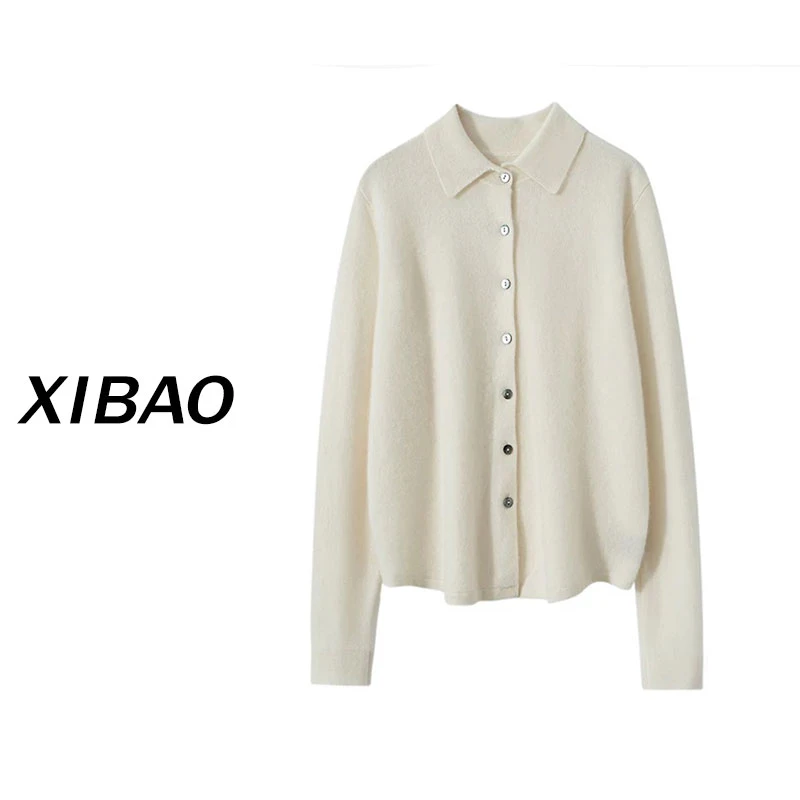 【叠穿衬衣】羊绒Polo领衬衣开衫百搭显瘦