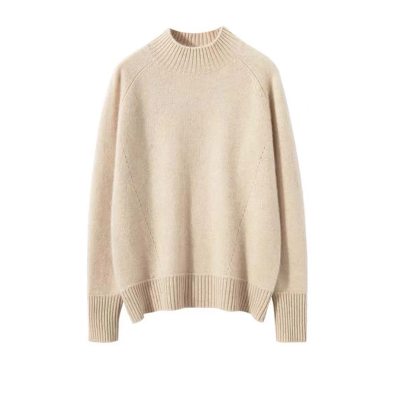 【100%纯羊毛】万能搭秋冬加厚纯羊毛百搭半高领宽松针织衫PY3674