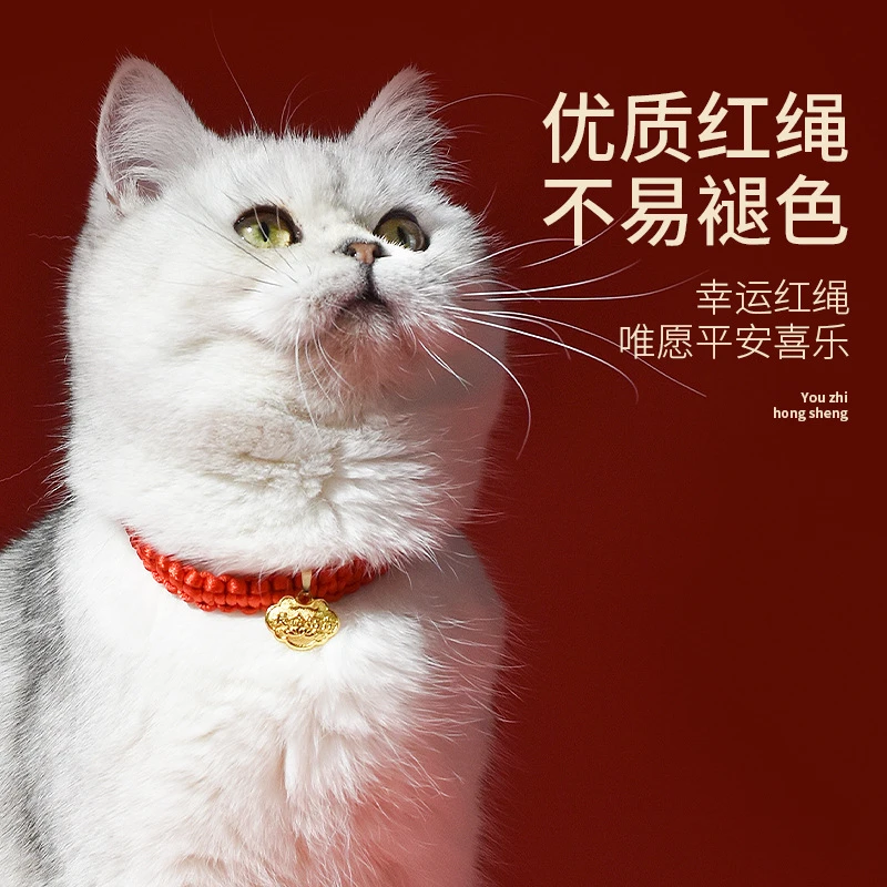 宠物用品推荐新年猫咪项圈猫铃铛围脖装饰项链长命锁编织脖圈宠