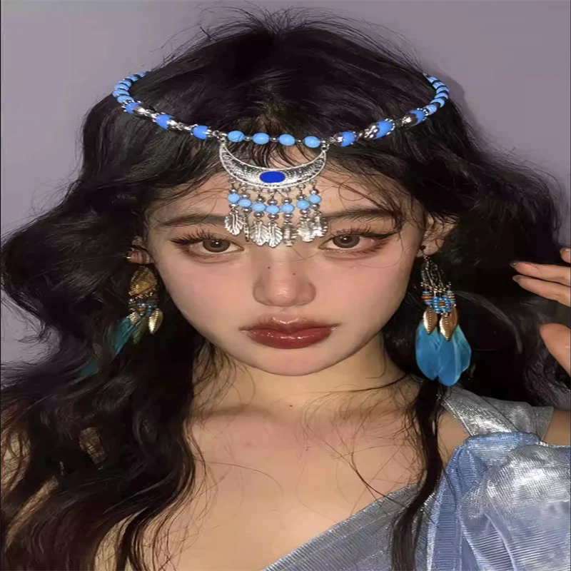 藏族头饰民族风云南旅游发饰异域藏族少女写真拍照额头链演出配饰