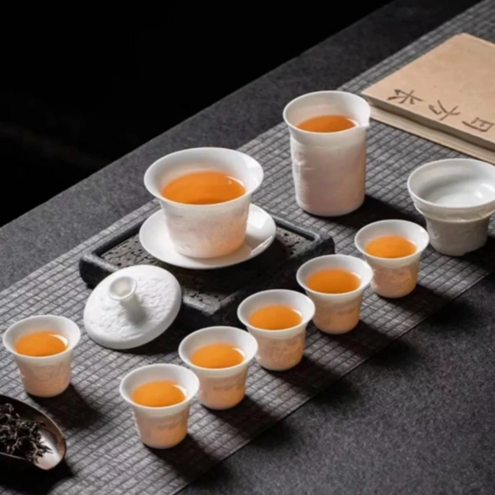 （不带礼盒）清明上河图陶瓷功夫茶具套装轻奢羊脂高档