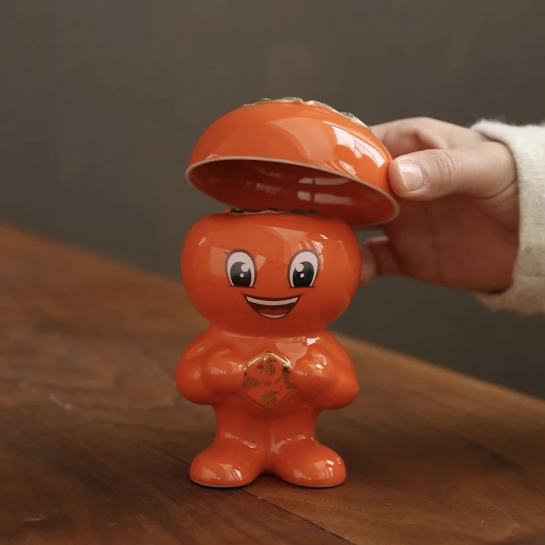 创意柿子茶漏茶滤茶叶过滤网泡茶全陶瓷一体分离茶器茶宠茶具配件