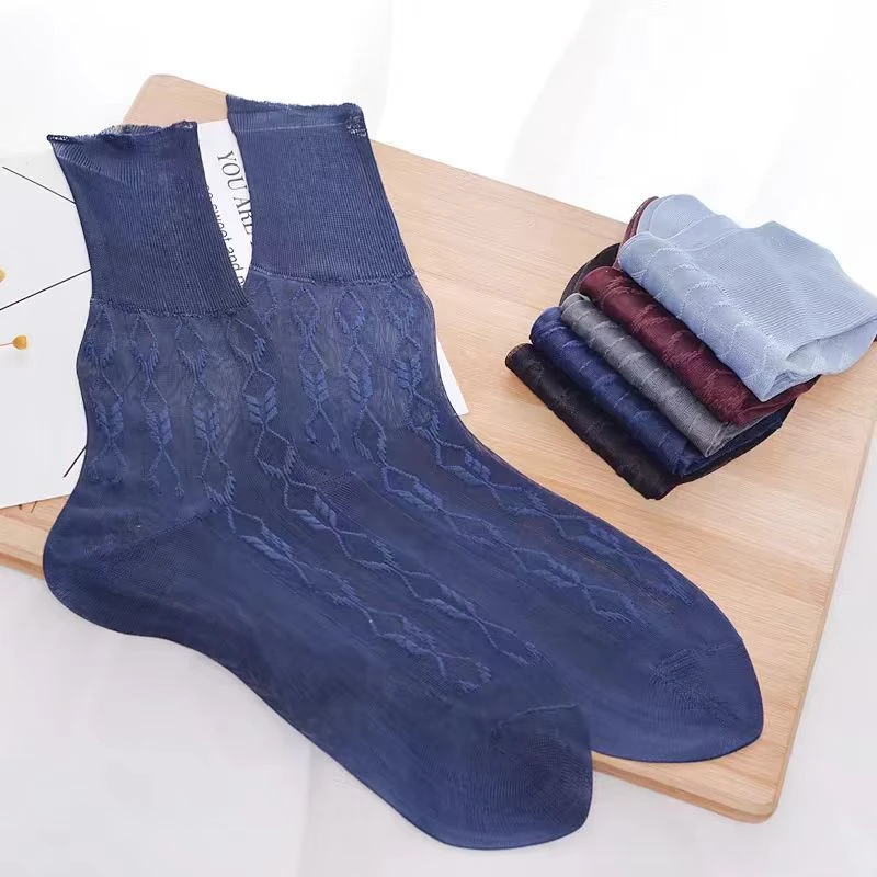 男士丝袜锦纶中老年人松口袜子上海老牌男式不勒脚丝袜夏季防勾丝