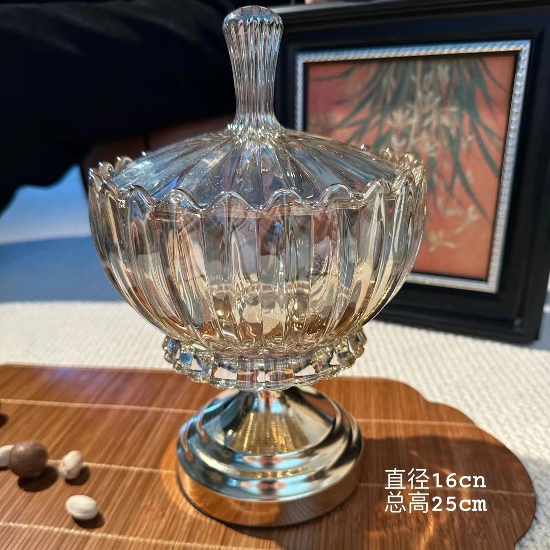 欧式创意茶几水晶玻璃罐糖糖果玻璃干果收纳客厅零食方糖收纳盒