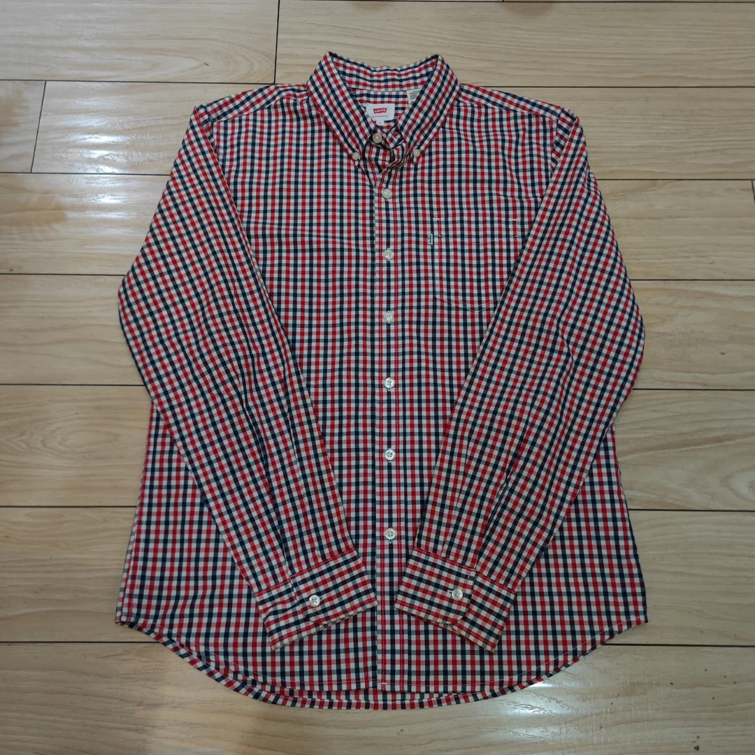95新 Levi's/李维斯 黑白红格子衬衫 稀有款 肩宽48胸围114衣长73
