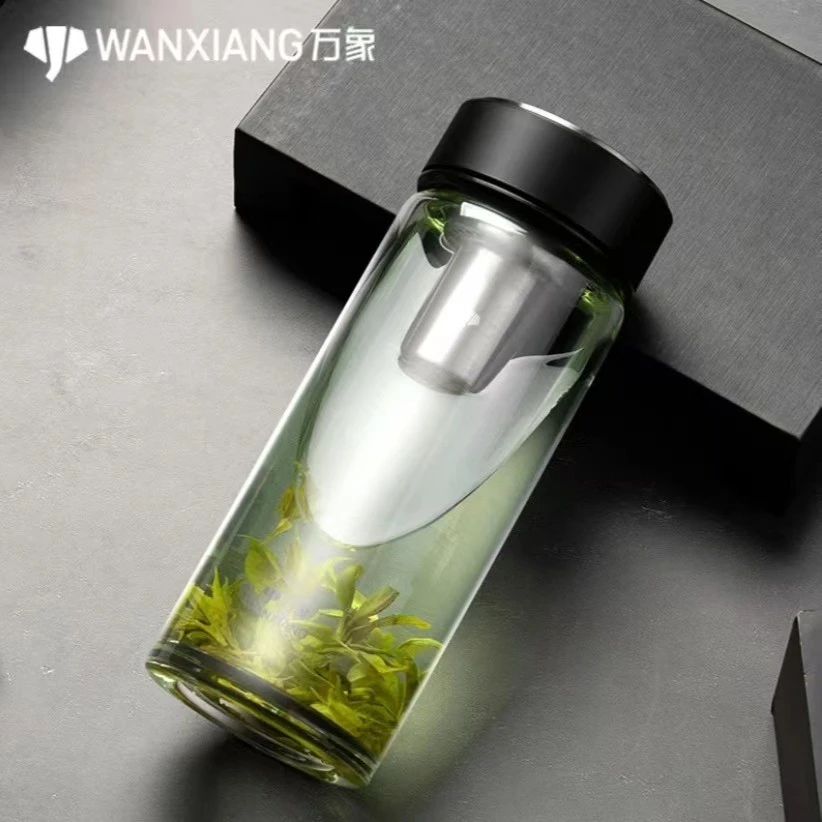 万象玻璃杯单层加厚男士便携过滤泡茶喝水杯子高档时尚车载水杯