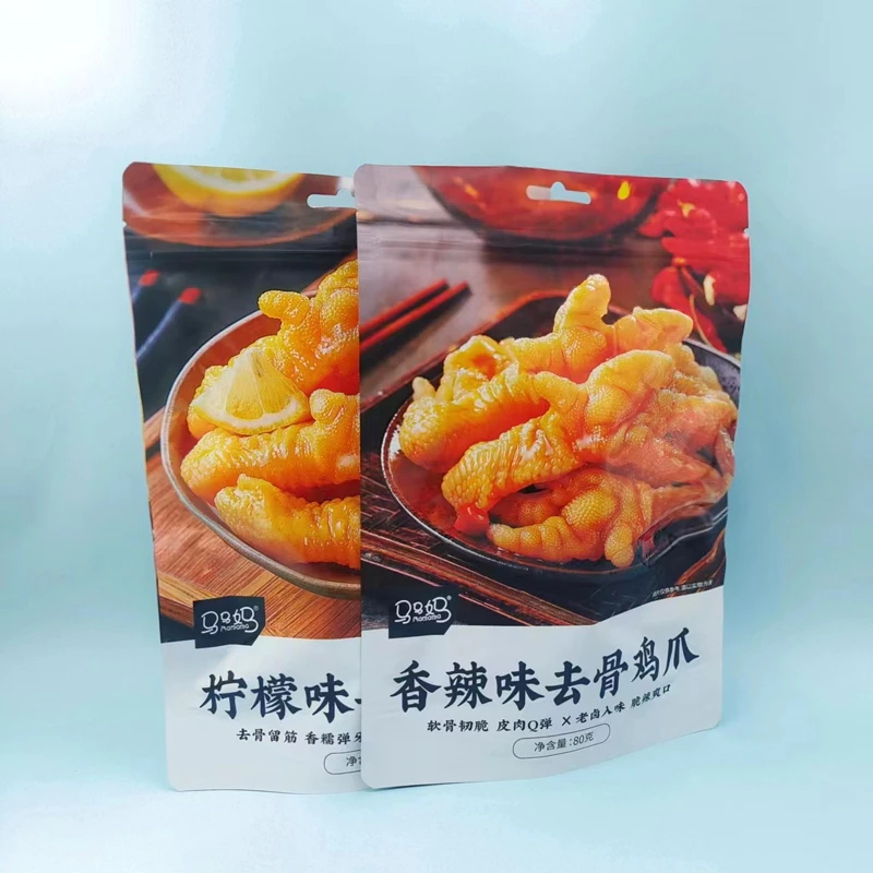 马马妈香辣味去骨鸡爪80g袋装网红柠檬味去骨凤爪即食小吃零食品