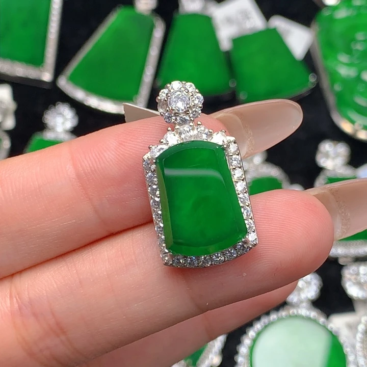 翡翠吊坠(不含链)银S925镶嵌