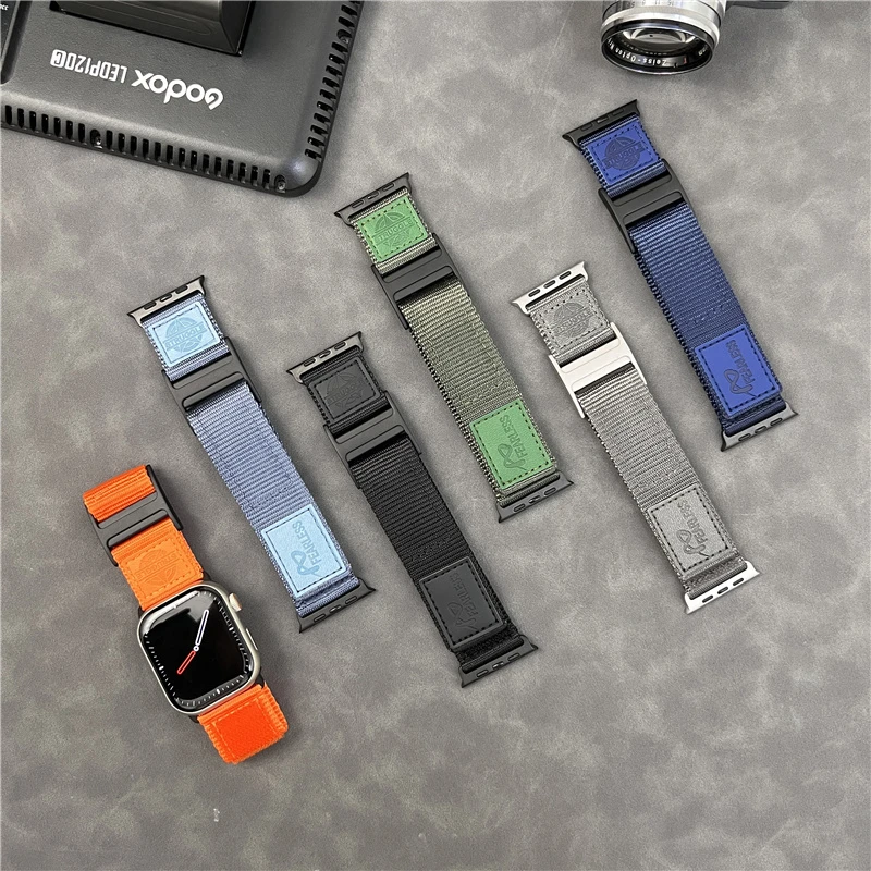 适用S10苹果iWatch手表s9户外s87尼龙AppleWatchultra2工装SE表带