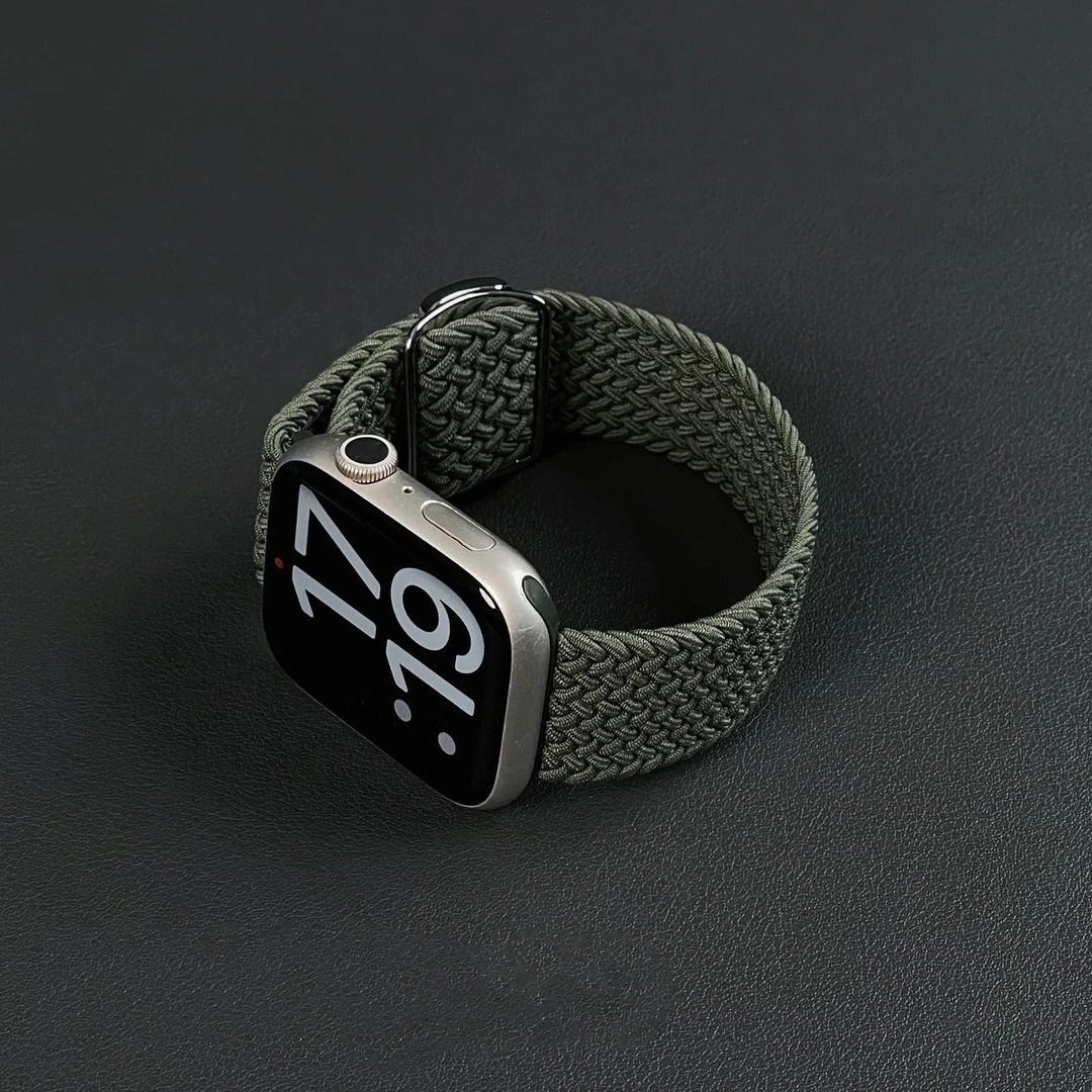 适用applewatch苹果S11手表s10表带iwatch彩虹编织磁吸ultra3运动