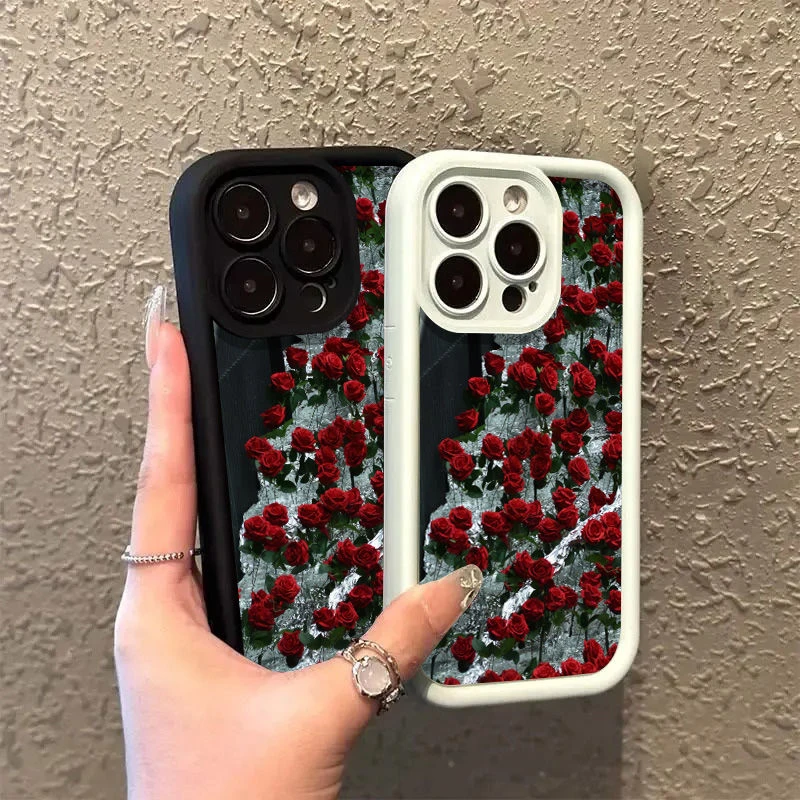 满屏玫瑰苹果14/15手机壳iPhone13国潮11/12promax创意xs/xr防摔8
