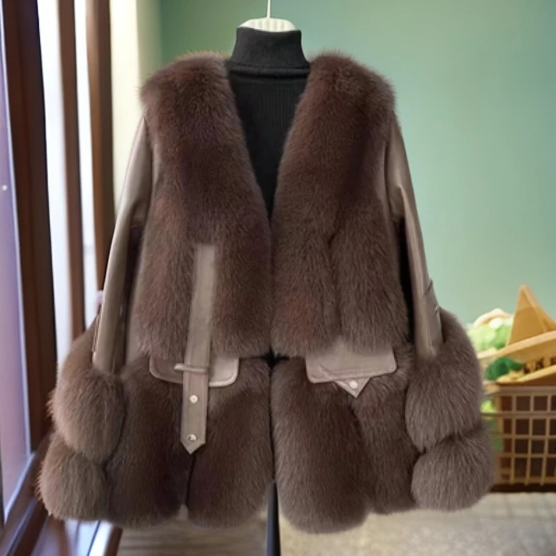 秋冬新款时尚洋气美拉德色系百搭女士保暖外套