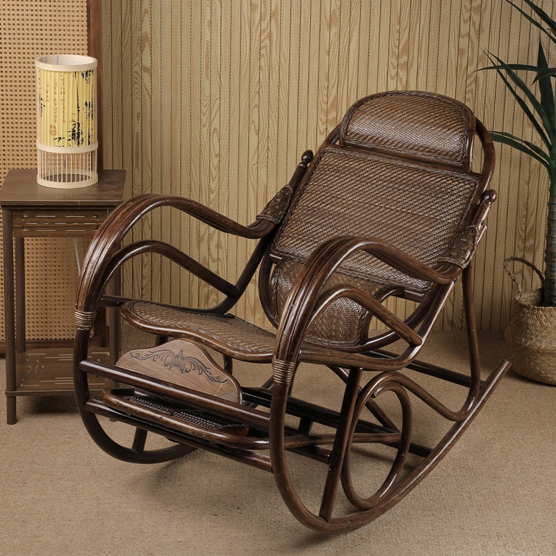 天然植物真藤摇椅客厅家用阳台户外休闲椅老人午睡躺椅摇椅