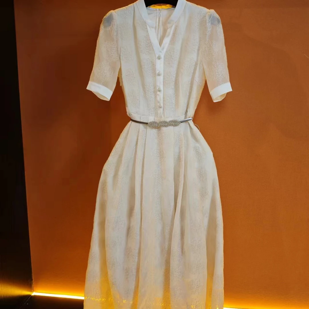 HWW轻奢设计师女装连衣裙气质修身夏季时尚大气收腰连衣裙HZ1006