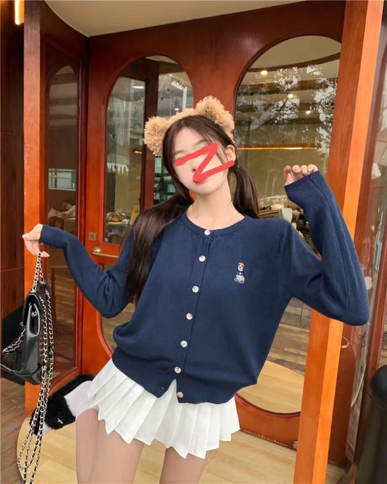 韩系百搭针织毛衣新款秋冬宽松慵懒风开衫女装