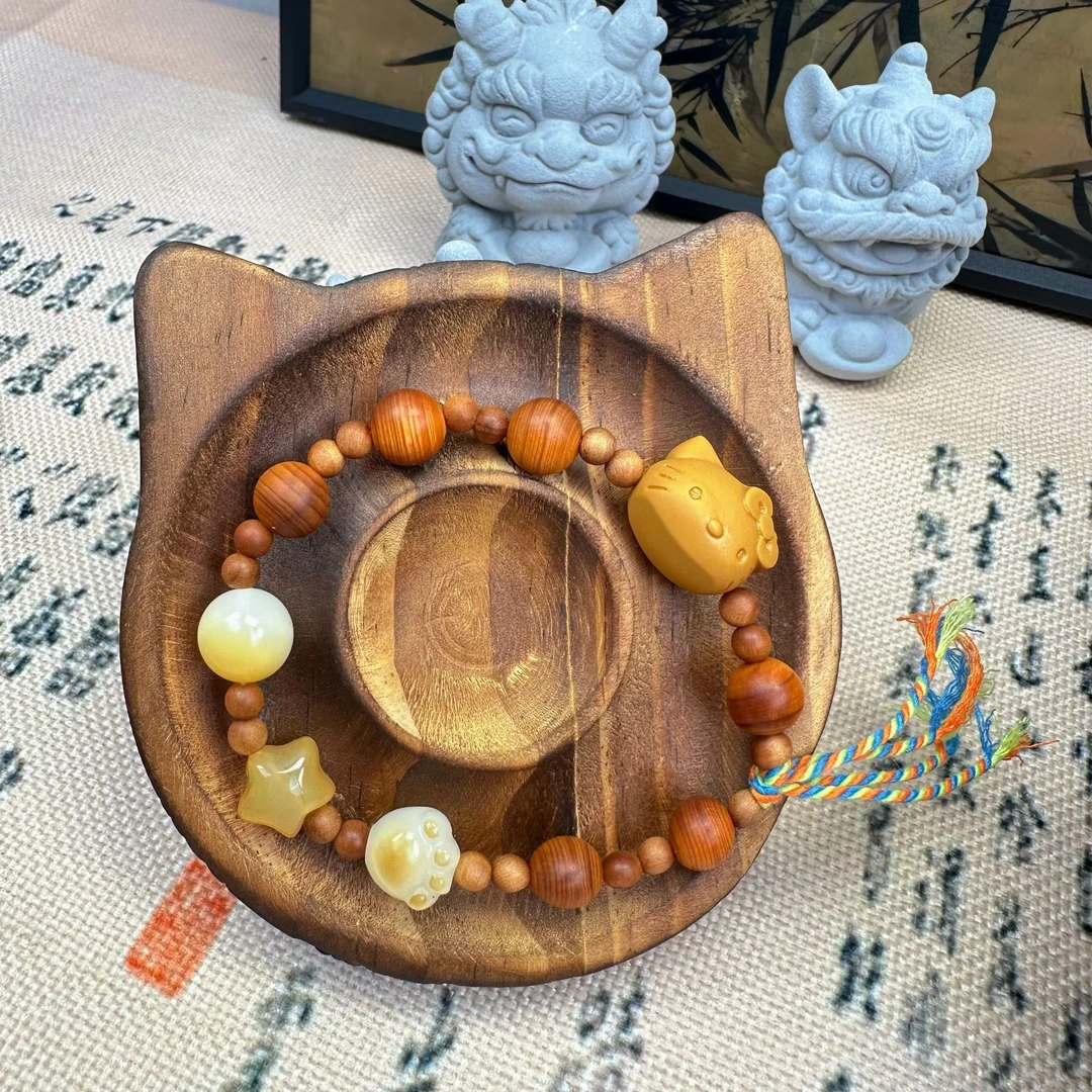 非金属木质手链 kitty 猫 碳烧菩提猫爪手串手饰