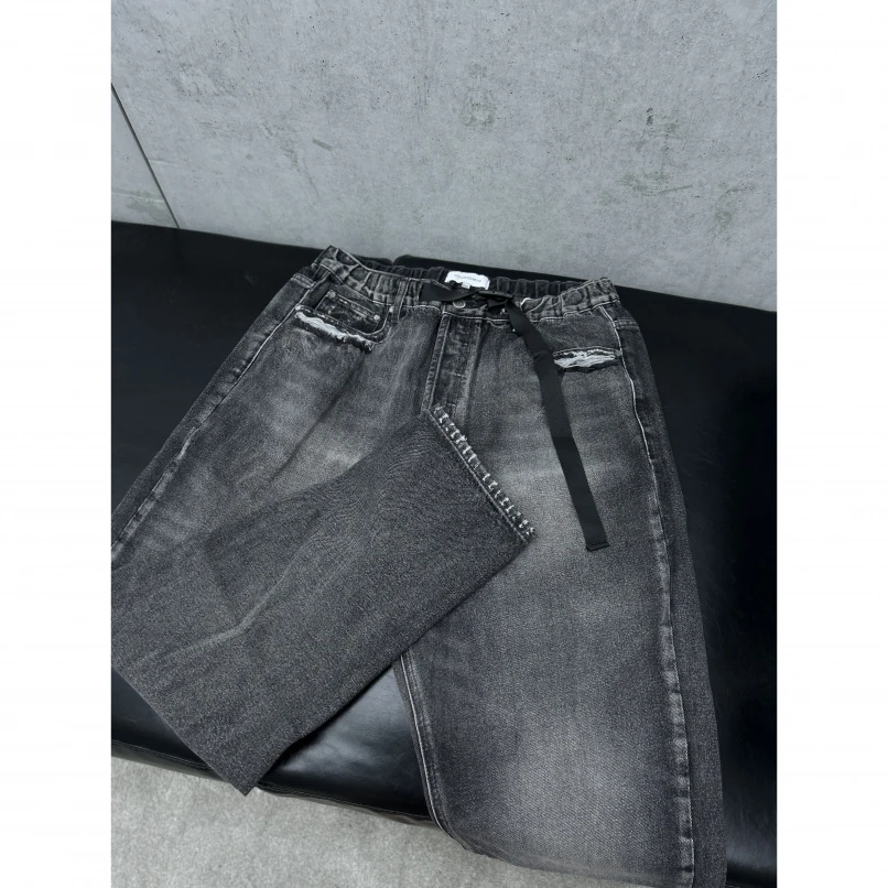 聪明陈 潮牌嘻哈牛仔裤男复古新款潮流宽松直筒休闲长裤40103