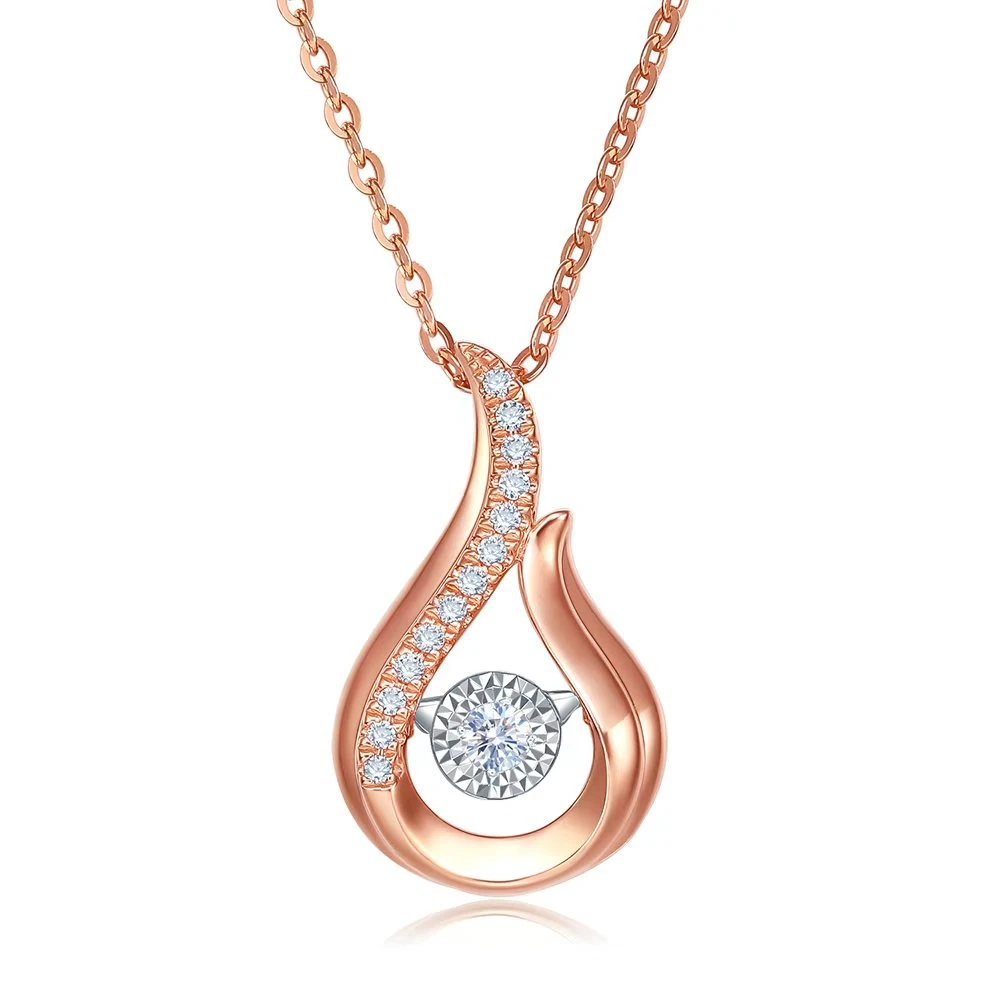 【周大生】18K金钻石吊坠悦心气质轻奢时尚灵动小众 百搭 设计师