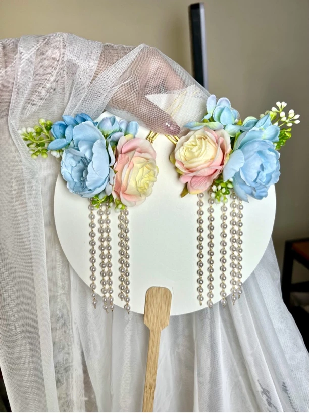 古风复古绢花头饰汉服发饰古典套装花朵流苏簪子发簪唐服头花配饰