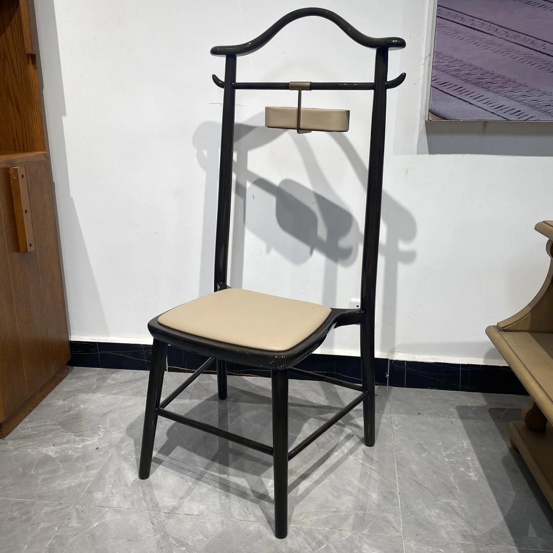 新中式简约官帽椅实木钢琴烤漆多功能椅50*45*120