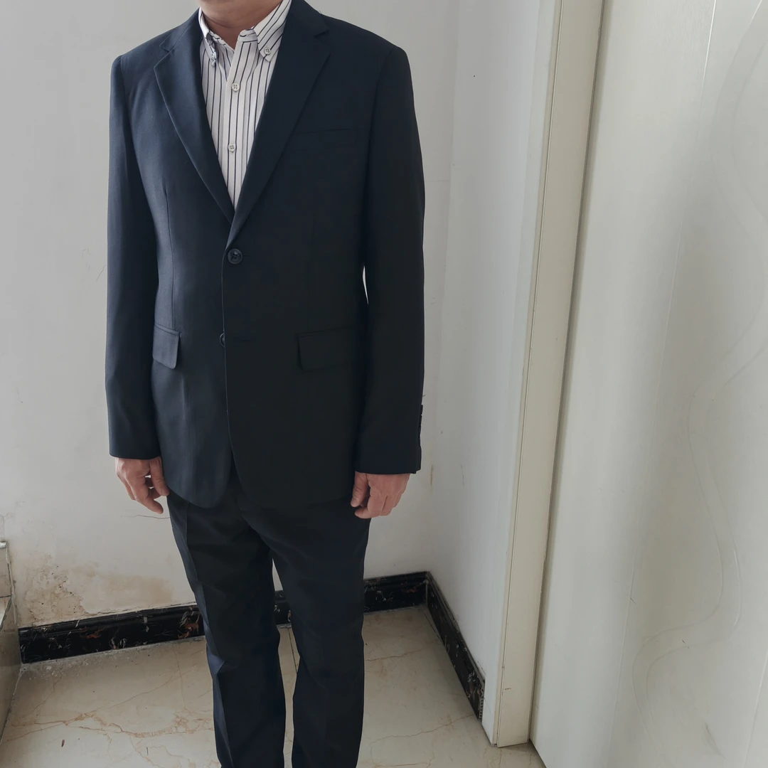 秋季绅士黑色商务正装男士开衩修身平驳领西服西裤两件套西装外套