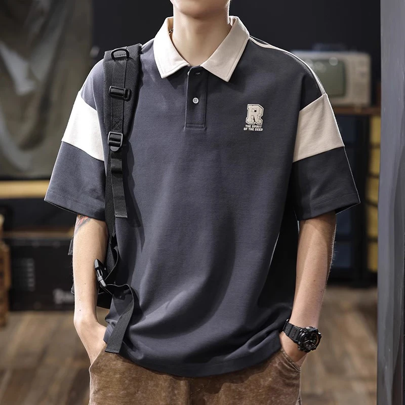 MR.MUDI/穆迪先生280G重磅美式潮流撞色拼接polo衫男短袖夏季潮牌