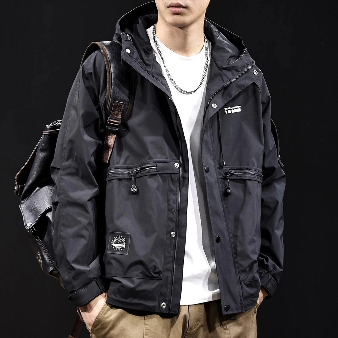 MR.MUDI/穆迪先生工装冲锋衣男外套连帽2025新款秋冬大码户外夹克