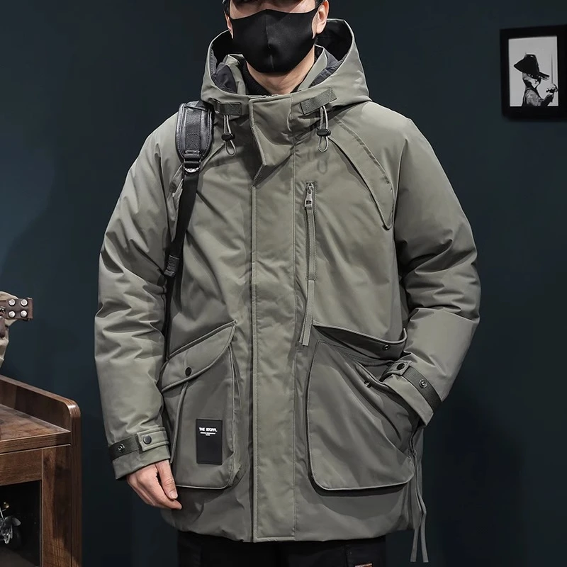 MR.MUDI/穆迪先生冬户外工装羽绒服男连帽新款秋冬大码中长款外套