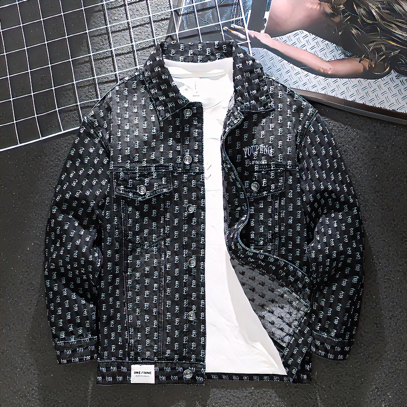 MR.MUDI/穆迪先生美式提花牛仔夹克男2025秋季新款潮流宽松外套