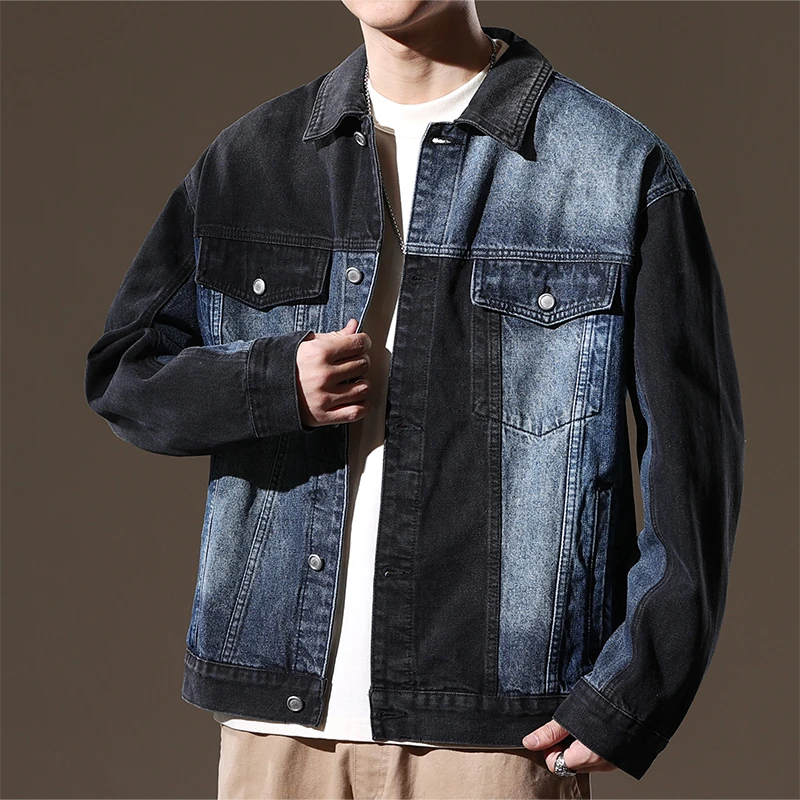 MR.MUDI/穆迪先生扎染渐变水洗牛仔外套男士秋季宽松工装夹克男款