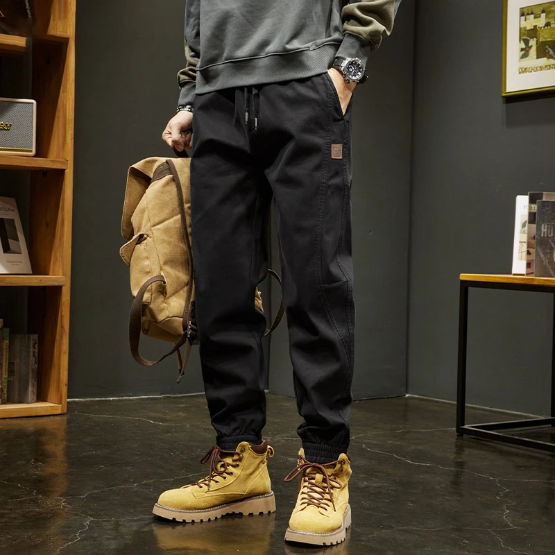 MR.MUDI/穆迪先生工装裤男士秋冬加绒加厚宽松休闲裤弹力束脚裤子