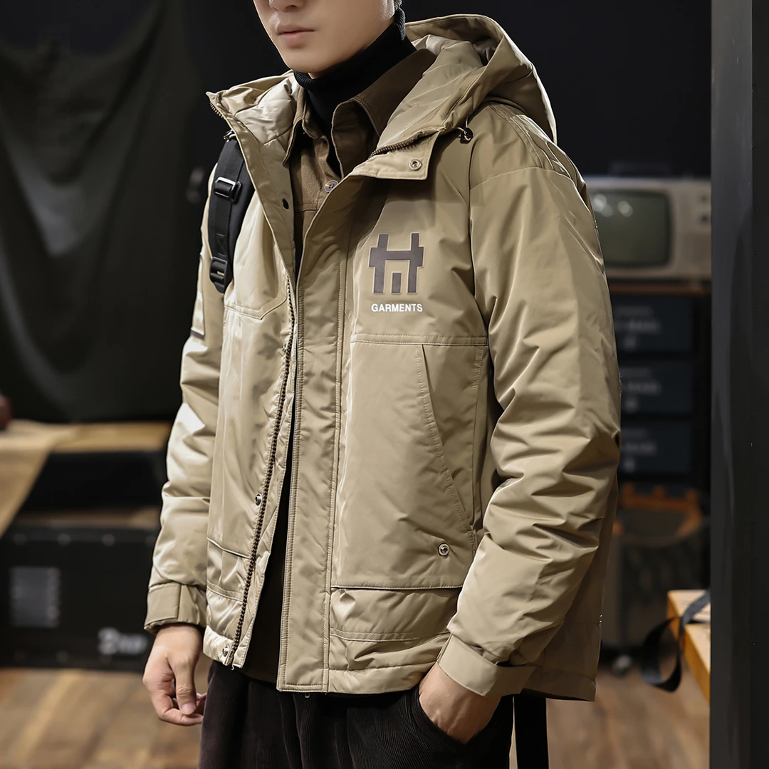 MR.MUDI/穆迪先生冬季高端工装羽绒服男士冬季短款户外美式卡其色