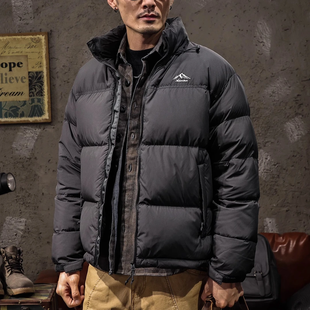 MR.MUDI/穆迪先生立领黑色白鸭绒羽绒服男冬保暖防寒外套2025新款