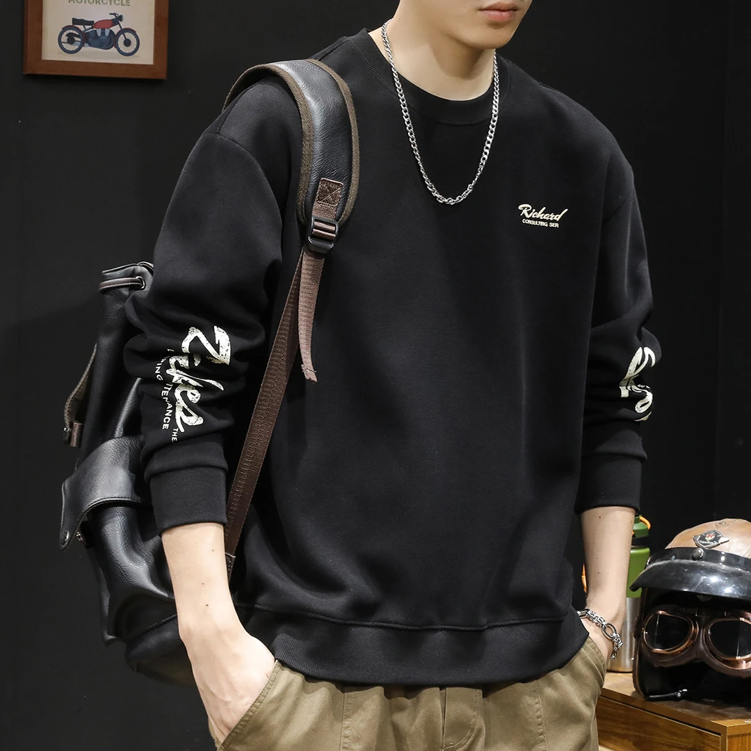 MR.MUDI/穆迪先生卫衣男圆领男款衣服秋季新款长袖大码刷毛柔软