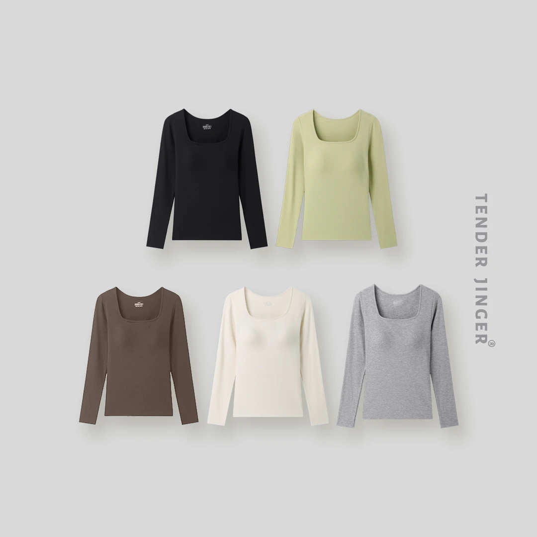 Tender Jinger时尚方领秋冬高级感带胸垫保暖打底衫T2309MYM48547