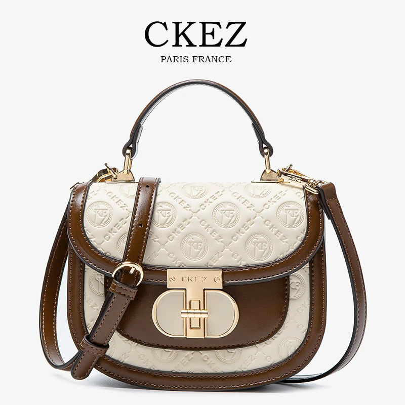 CKEZ/2024上新小众女士百搭时尚压花盒子单肩复古斜挎小方包