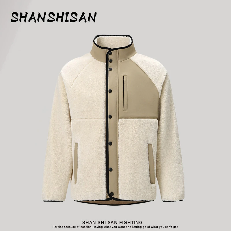 秋冬升级加厚情侣款仿皮毛一体仿羊羔毛加绒保暖防风连帽外套1518