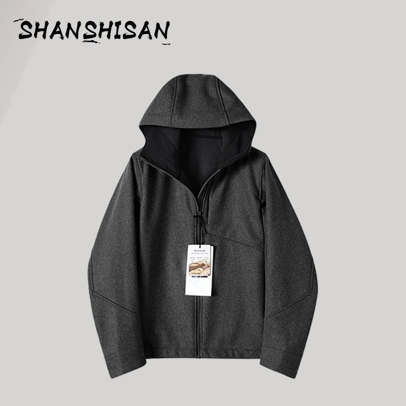 户外科技保暖休闲运动防风连帽外套男士夹克连帽冲锋衣AX002