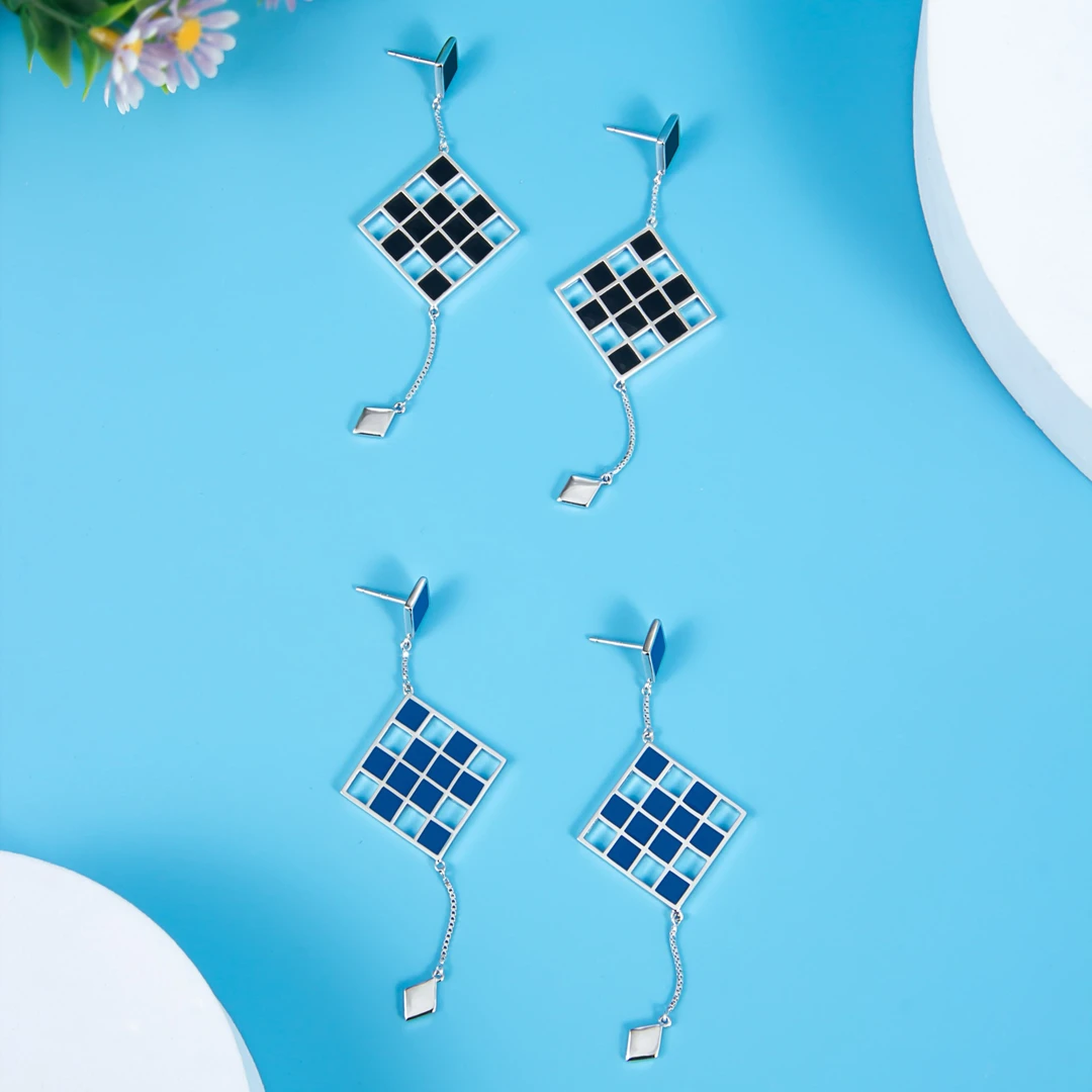 925银耳饰 荣朝【相生菱形款耳坠】 简约耳环原创设计耳饰高级首饰