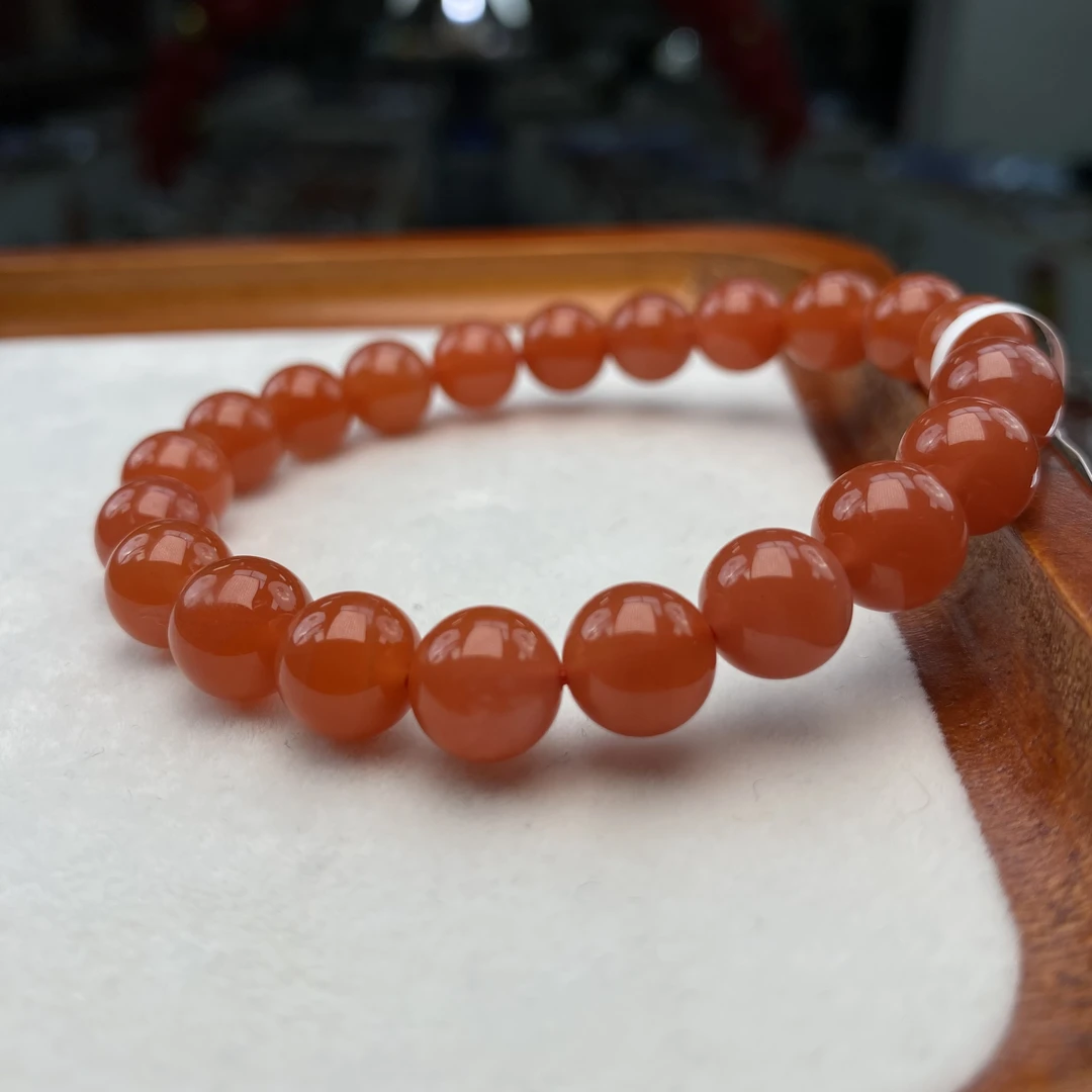 【小刘南红】保山南红冰红精品圆珠单圈  尺寸9mm 多样性发一