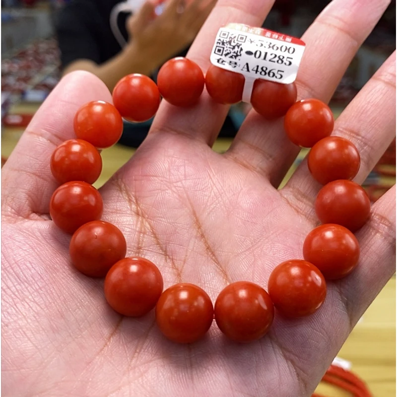 【小刘南红】保山南红精品哑光圆珠单圈(云端） 14mm 多样性发一