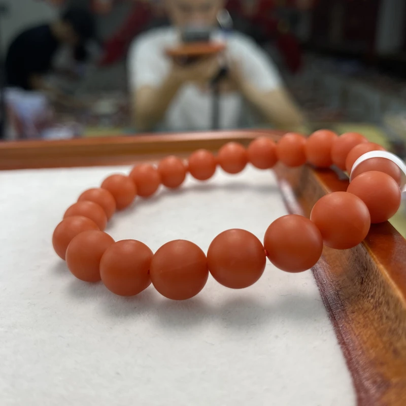 【小刘南红】保山南红精品哑光圆珠单圈(云端)  9+mm   多样性发一