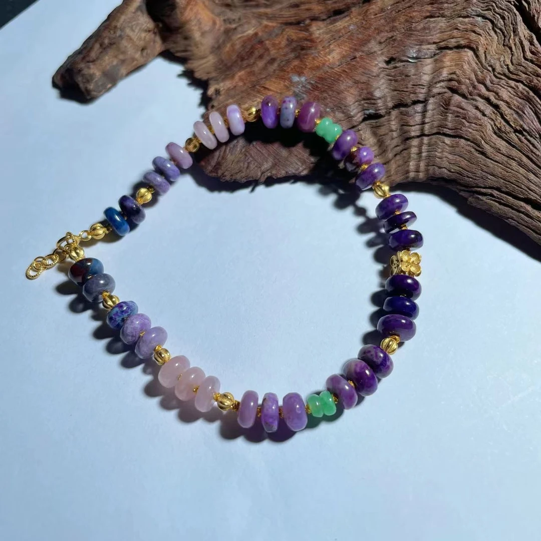 【耿总珠宝】天然舒俱来渐变算盘珠18K四叶花手链6多样性发一DD581