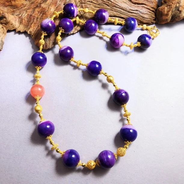 【圣芭黎】天然舒俱来项链帝王紫圆珠高品项链12多样性发一D1023